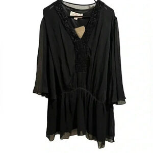 American Glamour by Badgley Mischka Black Embellished Blouse Size 2X